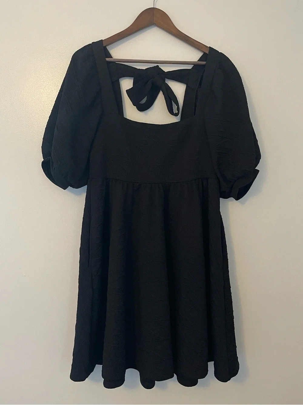 Free People Violet Puff Sleeve Baby Doll Square Neck Mini Dress